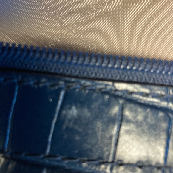 MICHAEL KORS Navy Blue Crocodile Embossed Leather Selma Tote Satchel - Picture 11 of 16